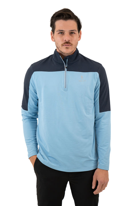 1/4 Zip Performance Top - Powder Blue/Navy