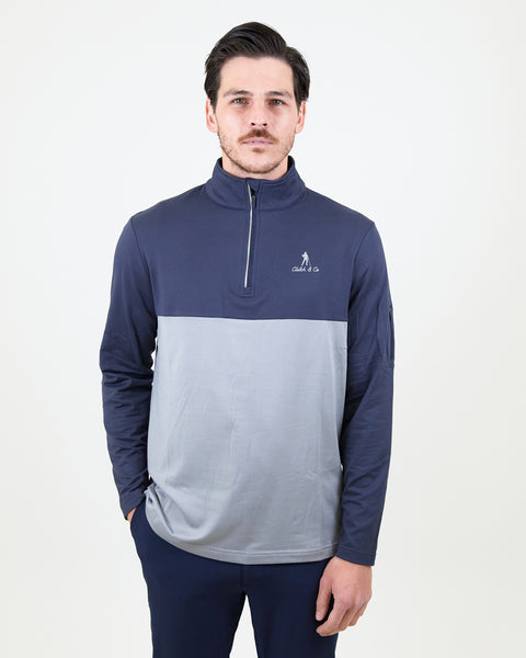 1/4 Zip Performance Top - Navy/Grey