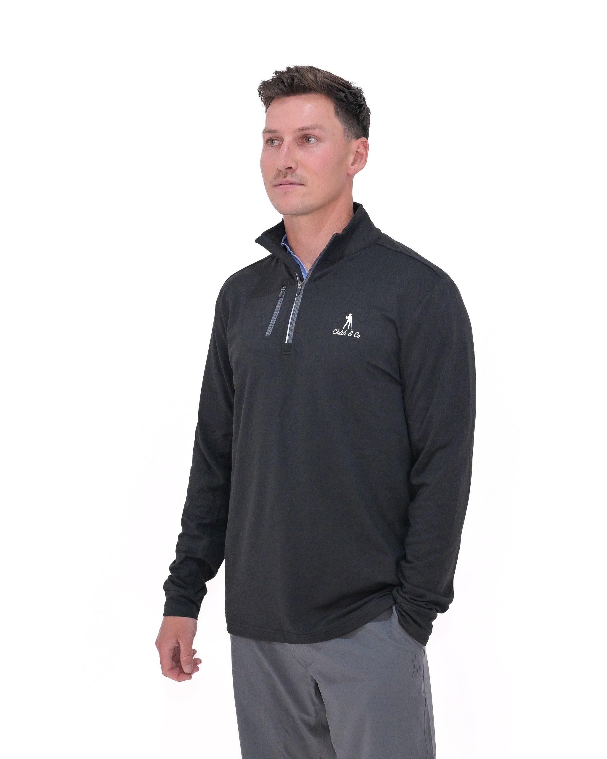 1/4 Zip Performance Top - Black – Clutch & Co