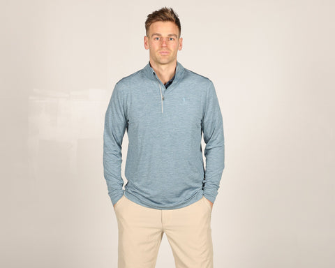 1/4 Zip Tech Top - Blue Marle