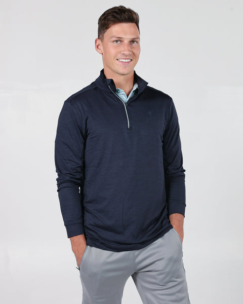 1/4 Zip Tech Top - Navy Marle